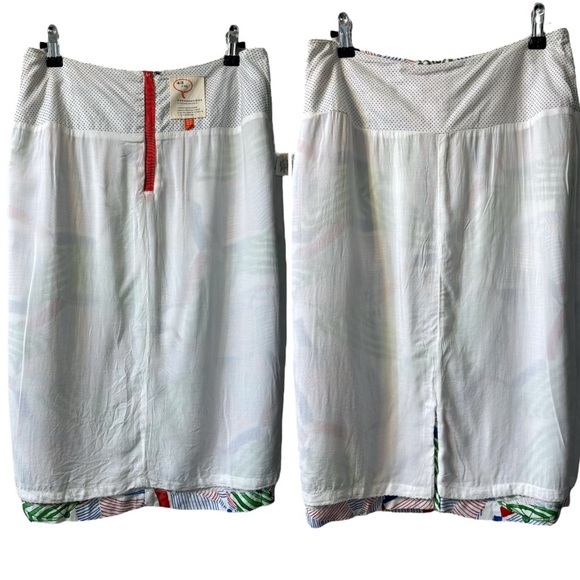 ANTHROPOLOGIE Conversations Shore Thing Umbrella Print Tie Front Pencil Skirt 4 - Picture 13 of 15